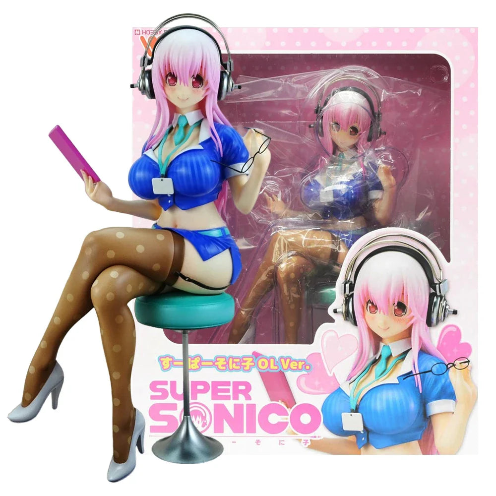 10CM Anime Figur Super Sonico PVC Actionfigur Modell Spielzeug Kuchendeko Badeanzug Verkleidung SoniComi Noodle Stopper Figur Geschenk