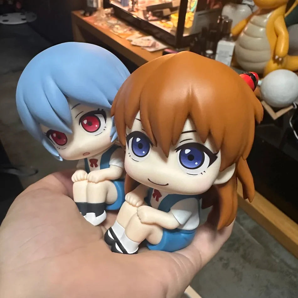 New Anime Neon Genesis Evangelion Eva Ayanami Rei Asuka Langley Kawaii Cute Figure Pvc Model Toys Doll Q Version Ornaments Gifts