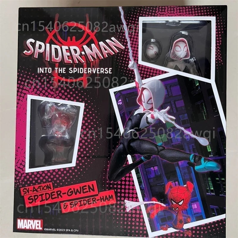 Spiderman Gwen Peter Action Figure Hot Toys Spider-Ham Anime Spider-Verse Collect Sentinel Miles Morales Figures Room Decoration