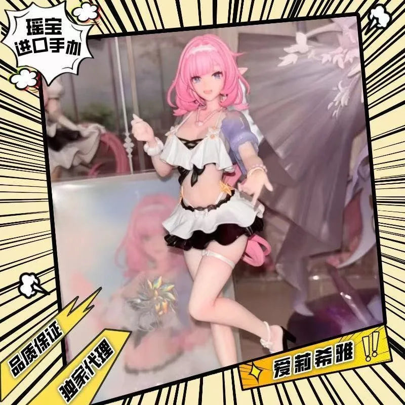 Hot! 23cm Elysia PVC Figure - Honkai Impact 3rd Beach Swimsuit Ver. Anime Desktop Model Ornament Gift