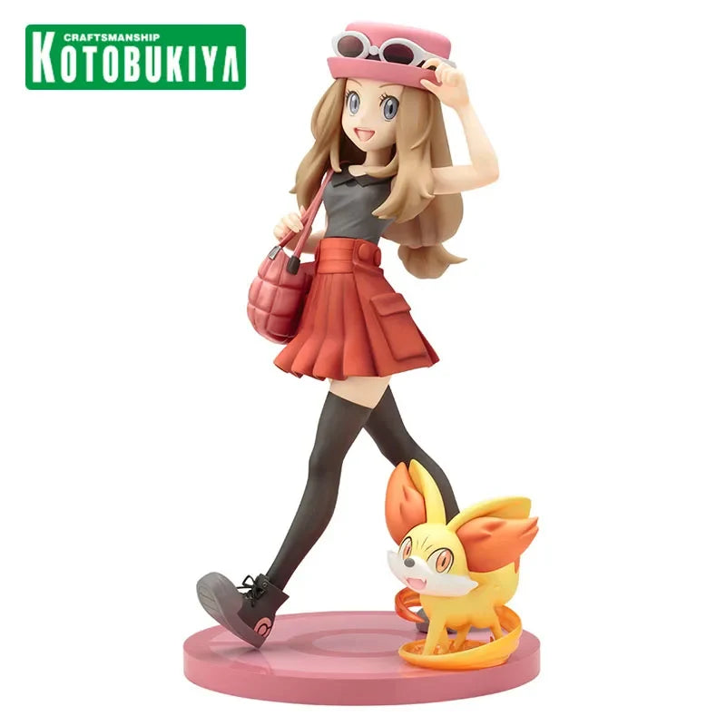 Original Kotobukiya ARTFX J Pokémon Serena Fennekin PVC 20CM Anime Figure Collectible Model Doll Statuette Ornament Gift Toys