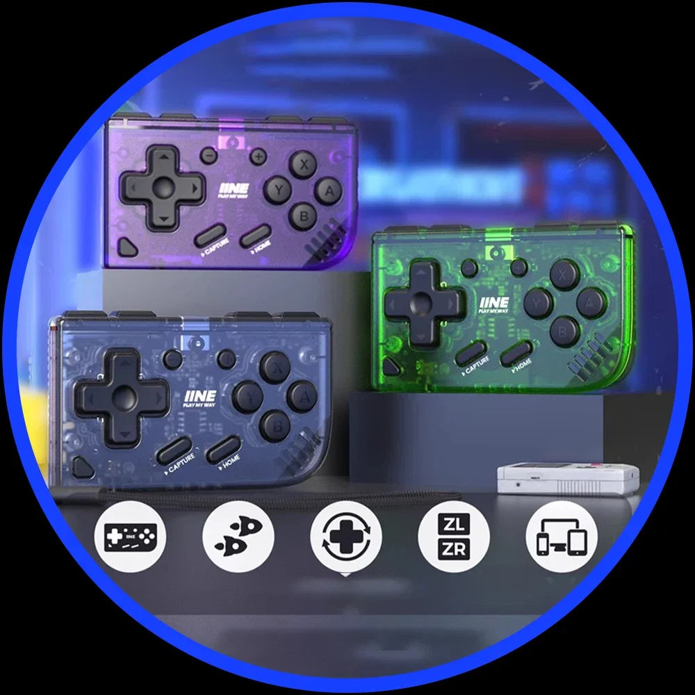 IINE Mini Retro Ananke Controller/ Turbo Function Interchangeable Joystick D-Pad Multi-Platform Controllers Handheld Game Custom