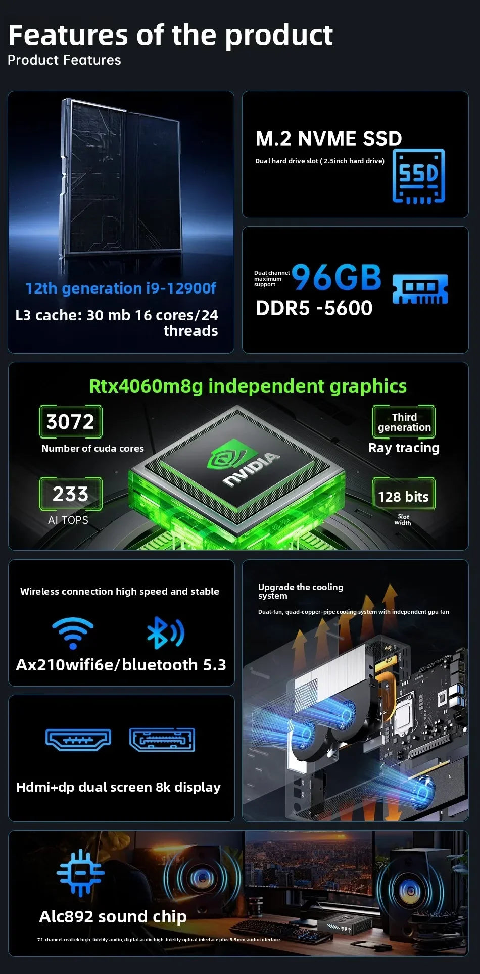 RTX4060M mini console game computer office micro assembly desktop small AI computing power small host design graphics