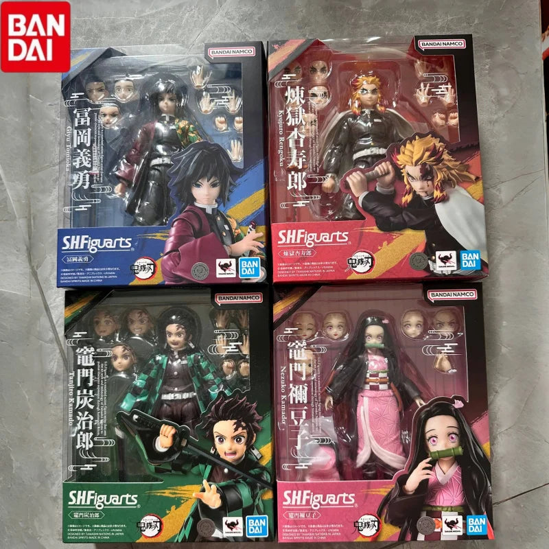 New Original In Stock Bandai S.H.Figuarts Demon Slayer Kamado Tanjirou&Kamado Nezuko Action Figure Anime Model Desktop Toy Gift