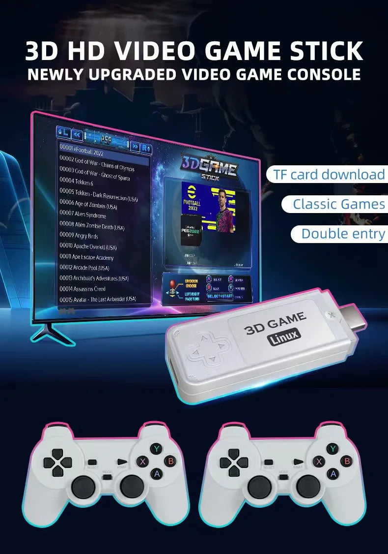 Y6 Retro Game Console 4K 60fps HDMI Output Low Latency GD10 TV Game Stick Dual Handle Portable Home Game Console Kid Gift