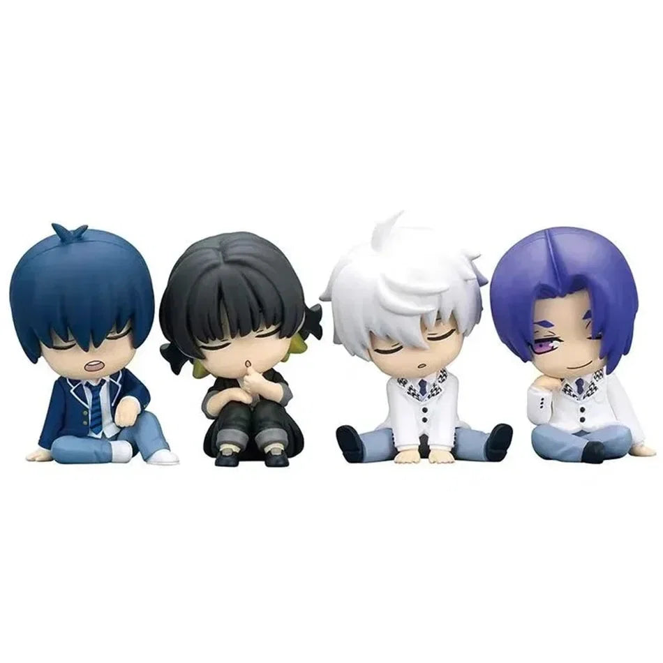 4pcs Blue Lock Gk Anime Figure Isagi Yoichi Bachira Meguru Shoulder To Shoulder Sleep Q-Version Kawaii Model Statue Kid Toy Gift