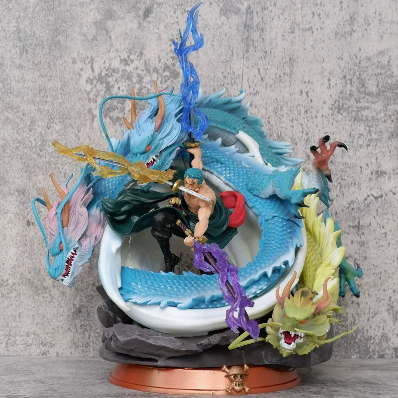 27cm One Piece: Drei Drachen Zorro – Drachenwirbel & Schwarze Perle Stil Anime Figur Modell Statue Sammlung Schreibtischdekoration