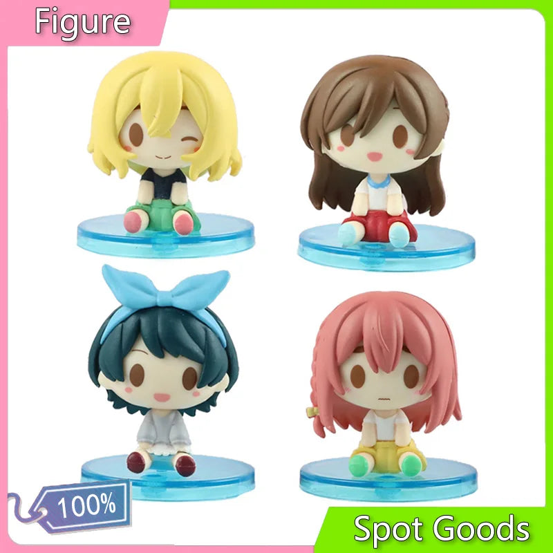 4Pcs/Set 5CM Anime Figure Rental Girlfriend Ichinose Chizuru Head Shape Standing In Q Version Tanjirou Toy Gift Model PVC