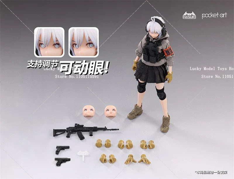 HASUKI Pocket Art Limted PA003 1/12 Maßstab Assassine Sasha Süßes Mädchen Actionfigur 15 cm Mobile Suit Girl Doll Sammlergeschenke