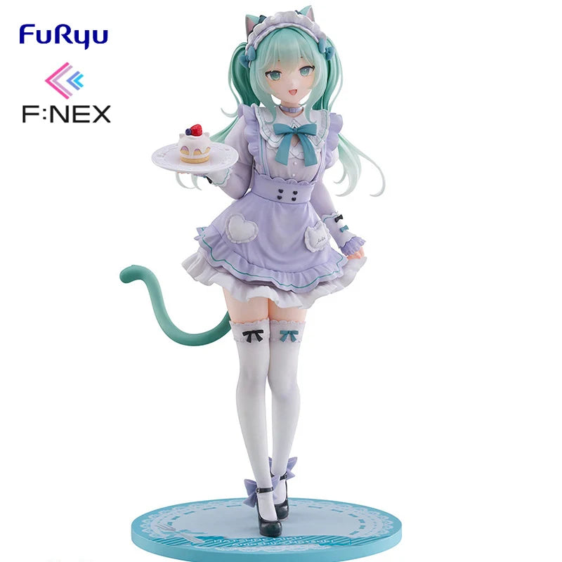 FuRyu F:NEX Nachoneko 1/7 Hatsune Miku X Nachoneko Cat Ear Maid Dress PVC 25CM Anime Actionfiguren Modellsammlung Spielzeug