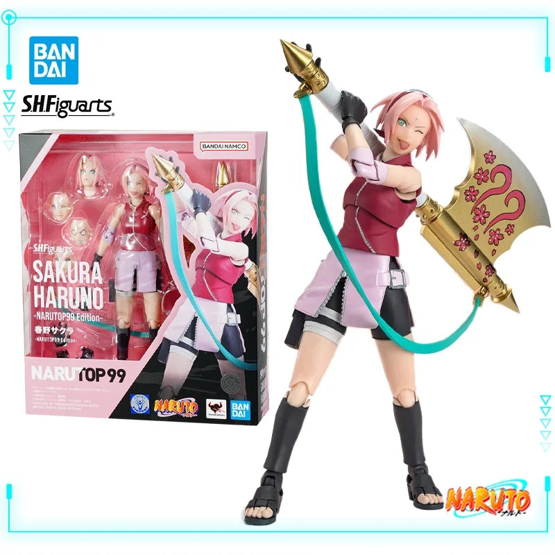 Bandai Original Genuine S.H.Figuarts Anime Naruto Shippuuden Haruno Sakura NARUTOP99 Edition Ver 13.5cm Action Figures Model Toy