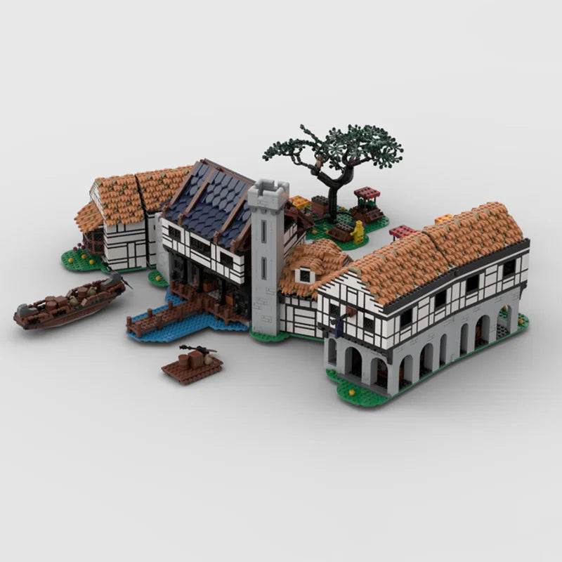 Medieval Castle Model Moc Building Bricks Knight Village Port Model  Technology Modular Block Toys DIY Assembly Christmas Gifts