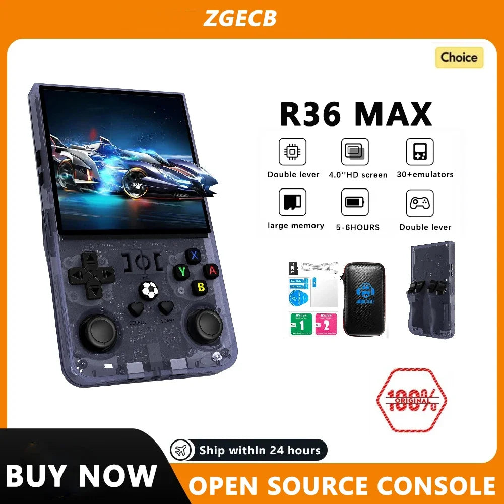 Open Source R36MAX Retro Handheld Video Game Console RK3326 Chip 64/128G Portable Pocket Game Player 4‘’HD Screen R36 PRO R36S