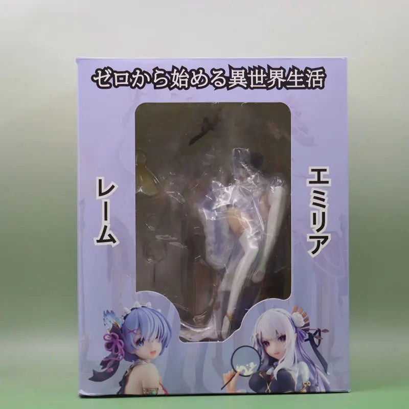 Anime Emilia Sexy sitting posture Action Figure PVC Model Toys doll statue Desk Decor Collectible Gifts boxed