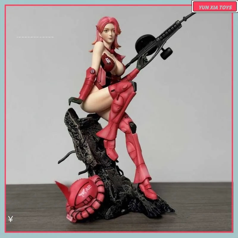 29cm Anime Peripheral Beautiful Girl Statue 1/6 Zaku Ornament Machine Chassis Model Doll Figure  Toy Gifts