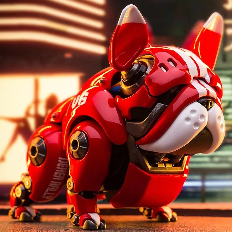 Mechanische Hunde-Figur, Puppe, Zeichentrick-Anime-Bulldogge, bewegliche Gelenke, niedliches Haustier, Tide Play, Büromodell, Auto-Ornament, Geschenk, lustiges Spielzeug für Kinder