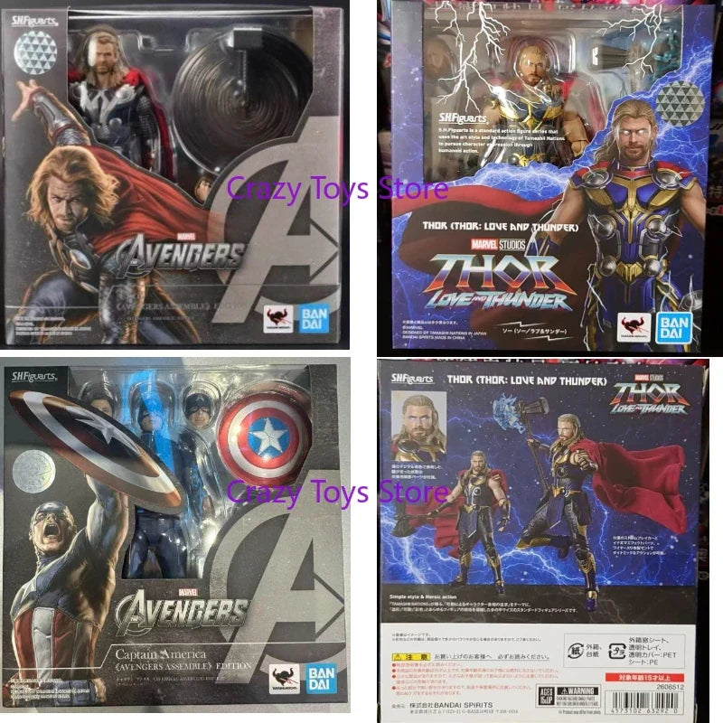In Stock 100% Original Bandai SHF Avengers Captain America Thor Model Toy Gift Figure Collection