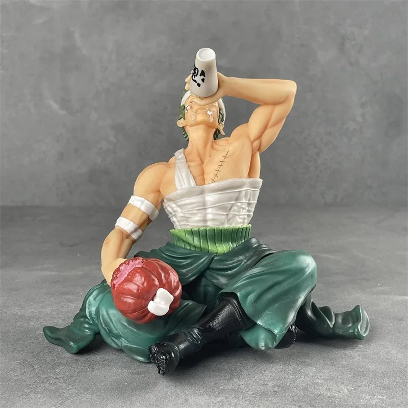 Onepiece Wano Country Bandage Zoro Drinking Swordsman Sitting Pose Figure Model Boxed Collector Anime Statue Toys Gifts For Fans