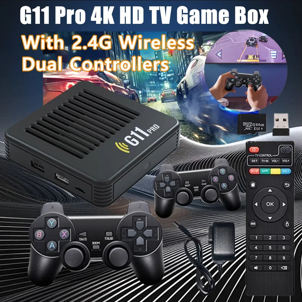 G11 Pro 4K HD TV Game Box Built-in 10000 Retro Games Video Game Console Portable Game Player With 2.4G Wireless Dual Controllers