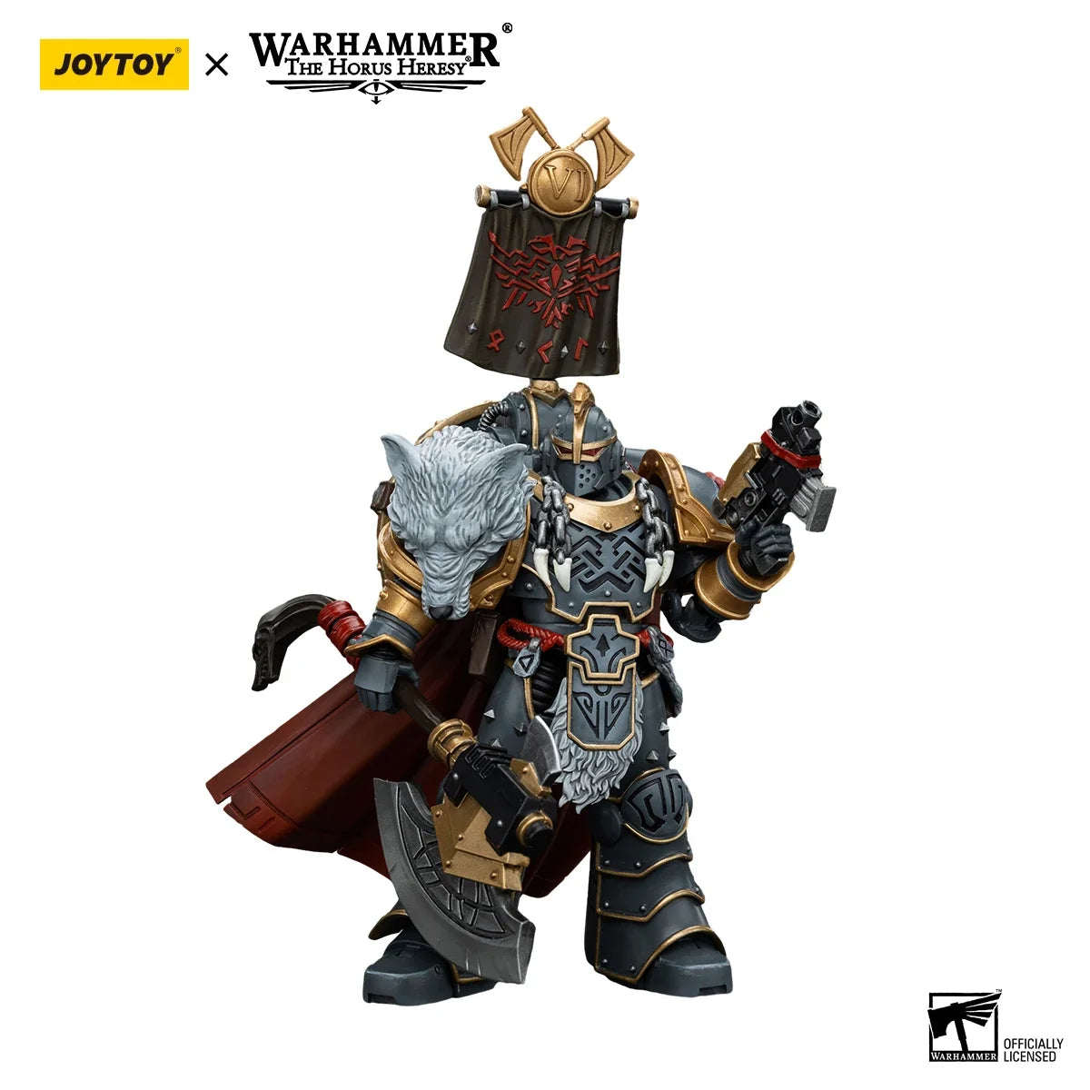 JOYTOY Warhammer 40k 1/18 Action Figures 12.4cm Space Wolves Legion Praetor with Power Axe and Combat Shield