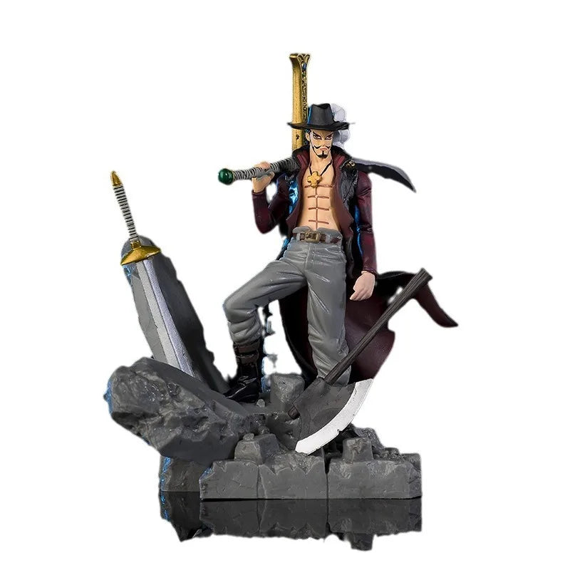 One Piece Summit War Hawk Eyes Mihawk Figure Shichibukai Anime Collectible Model Statue Battle Pose Display
