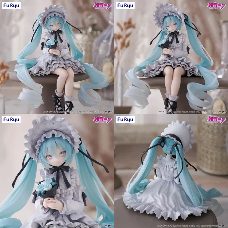 Original Hatsune Miku Classical Dolls Style Sitting Pose Statue Collectible Anime Action Figure Model Toys Desktop Decoration