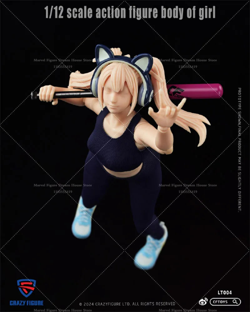 CRAZY FIGURE LT004 1/12 Scale Fashion Model Female Joint Body Flexible Posture Blue Sweatpants Fit 6-inch Action Figure For Gift