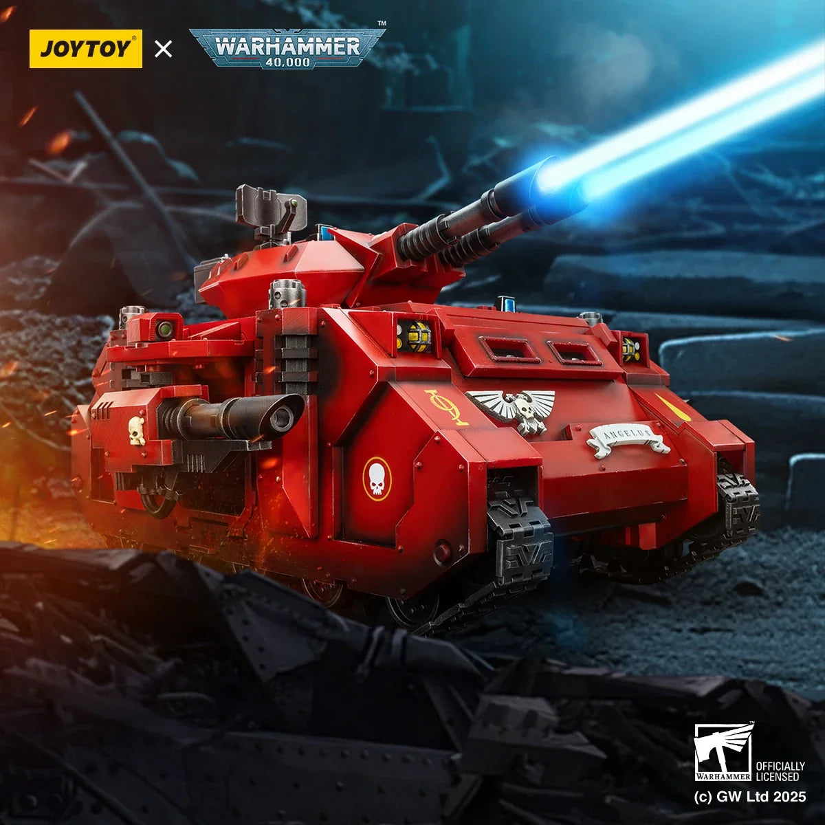 JOYTOY 1/18 Warhammer 40K Action Figures Anime Mech Blood Angels Predator Annihilator with Twin Lascannons