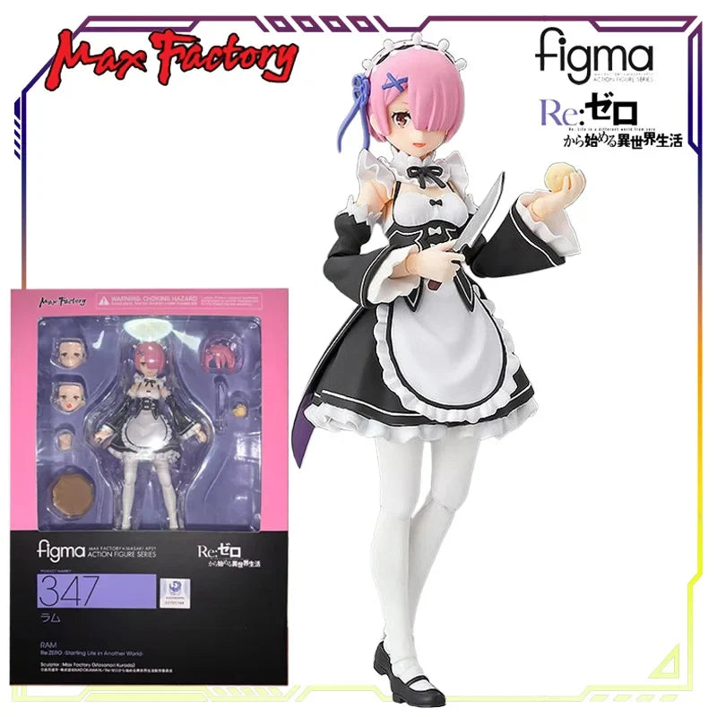 Max Factory Figma Re Zero 346 Rem 419 Emilia Original Articulated Action Figure Collectible Model Toy Anime Statue for Gift