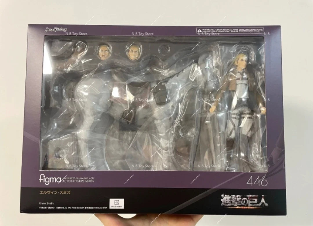 In Stock Original MaxFactory MF Figma 446 Attack on Titans Erwin Smith PVC Anime Action Figure Model Gift Collection Toys15cm
