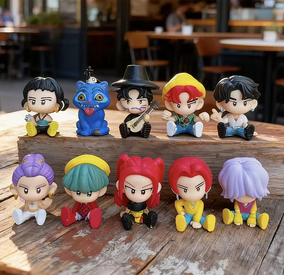 New Q version 10pcs/Set Kpop Demon Hunters Action Figure Toy Derpys Tiger Rumi Mira Zoey Sussy Figurine Doll For Fans Gifts