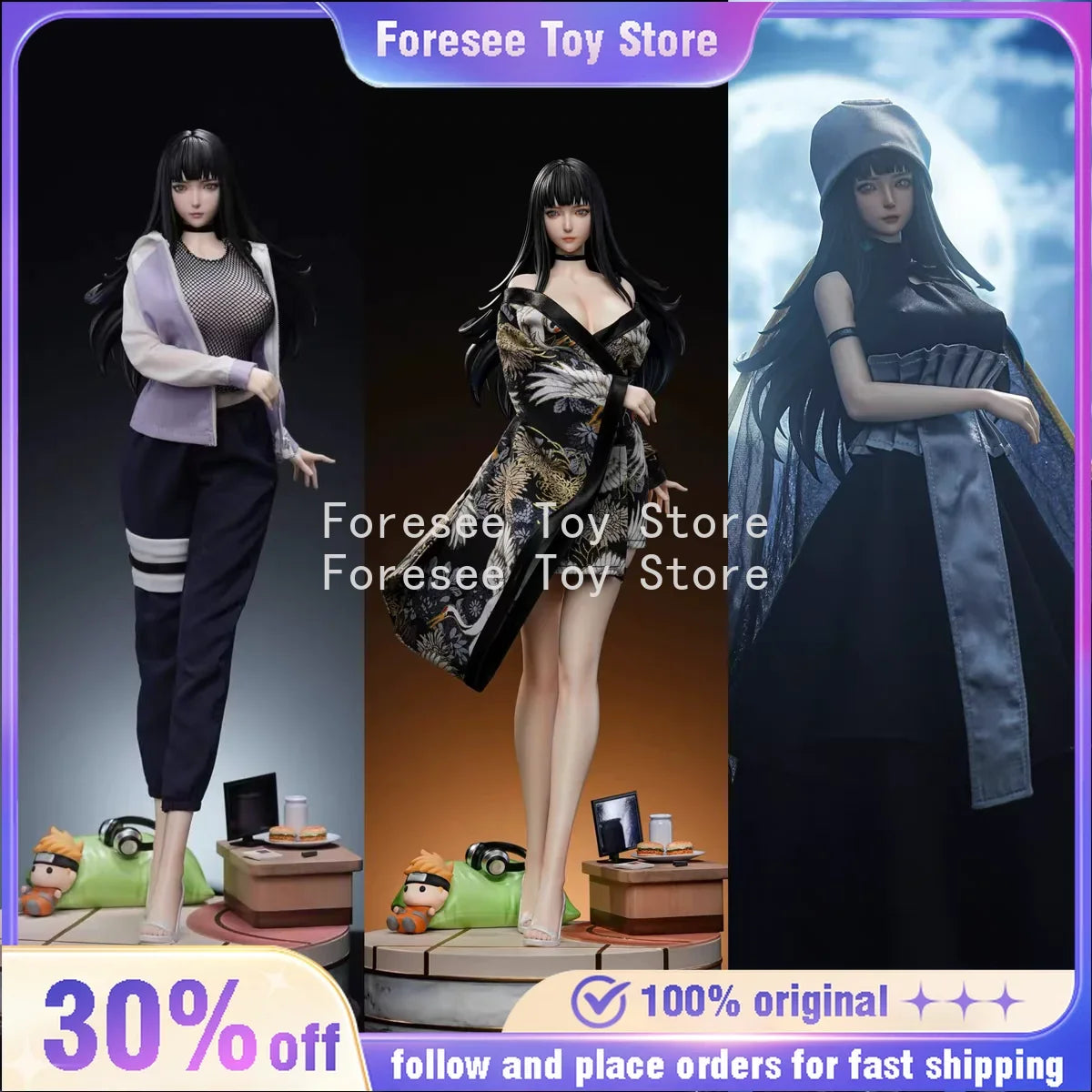 45cm Hyuga Hinata 3 Sets Clothes Figure NARUTO Anime Figures Resin Collection Desktop Ornament Decoration Best Gift for Children