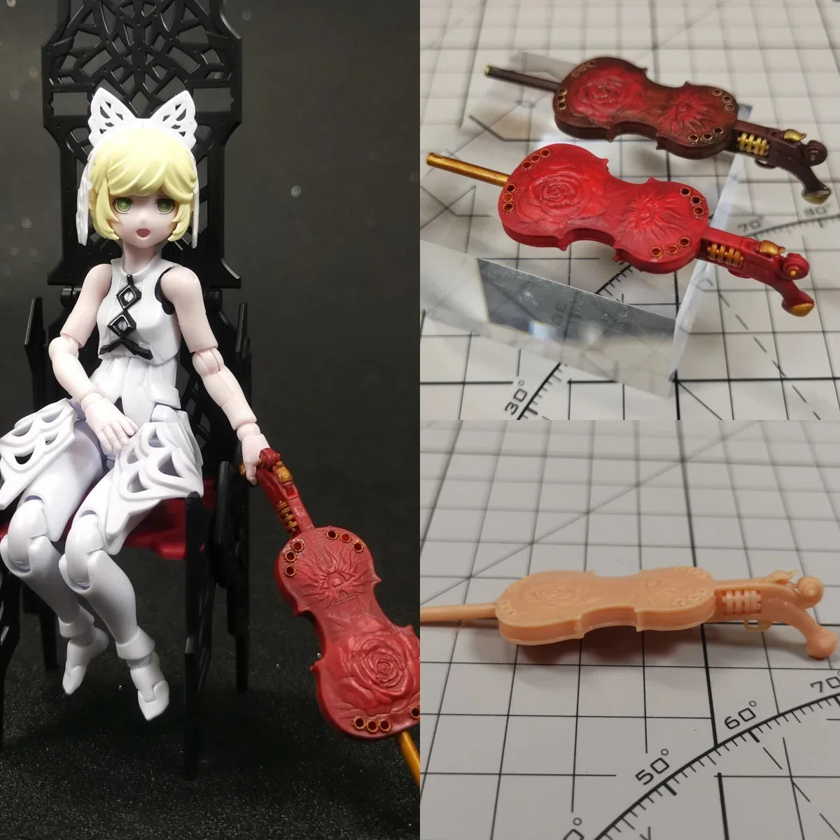 【No Figure】1/12 Scale Female Resin Unpainted Conversion Parts Violin - Shaped Fit Kotobukiya Model For Collection For DIY