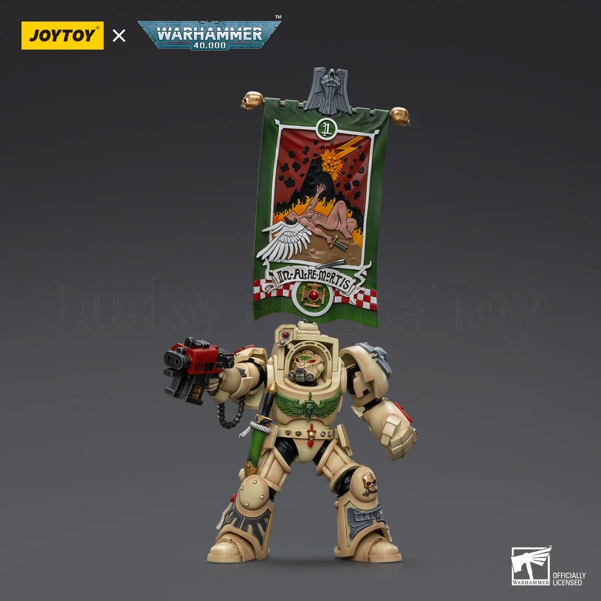 【Original】JOYTOY WARHAMMER 40K Dark Angels Deathwing Ancient with Company Banner 1/18 Action Figure Model Toy