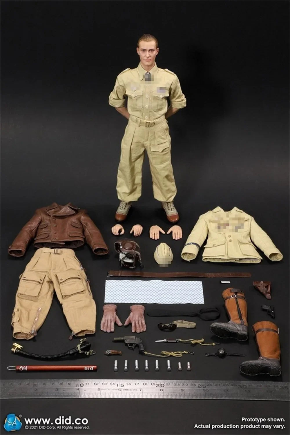 DID D80154 1/6 WWII Serie Deutscher Afrika-As-Pilot Marr General Komplettes Set Actionfigur zum Sammeln