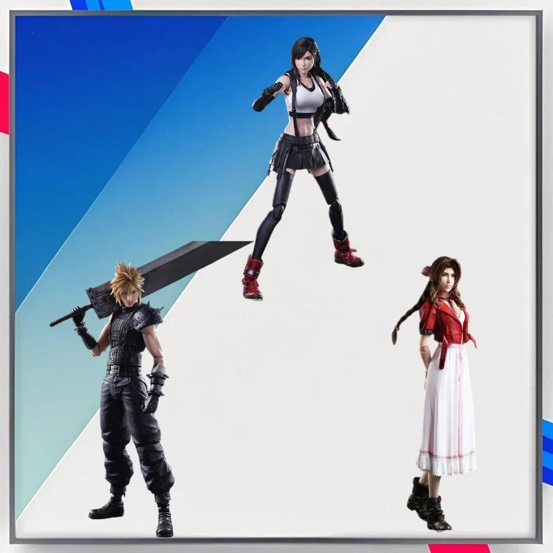 Original SE PlayArts Remake Version 2.0 Cloud Strife Sephiroth Tifa Yuffie Kisaragi Aerith PVC Action Figure Model Toys