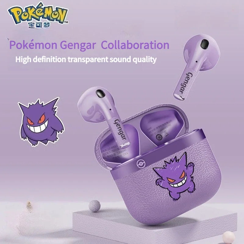 Genuine Pkm Gengar Anime Bluetooth Wireless Headset Ear clip type Gaming stereo sports headphones High Endurance Trendy Gifts