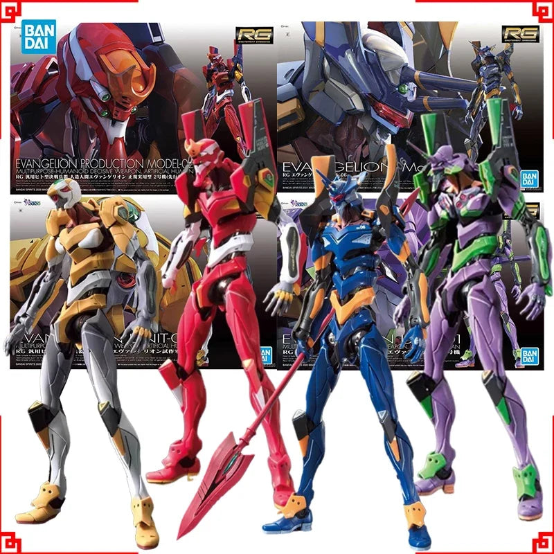 Bandai Evangelion Model Kit RG EVA Unit 00 02 Mark 06 03 Action Figure Building Kit Collectibles Anime Figures Toys For Boy Gift