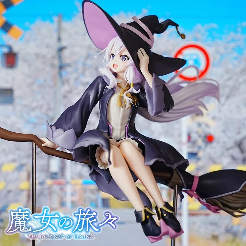 19cm Anime Elaina Figure Riding Broom Pose Action Figure Kawaii Beauty Girl models desktop ornaments Collection child toy Gifts