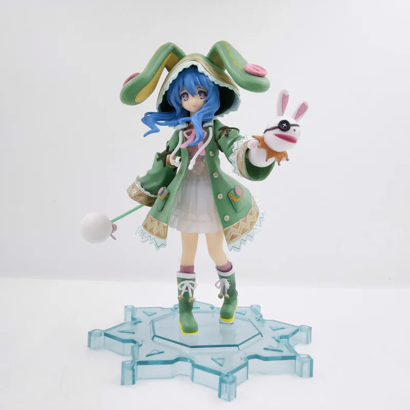 18cm Date A Live - PLUM Yoshino "Hermit" Ver. Standing Figure with Rabbit-Eared Green Hood, Anime Collectible Model
