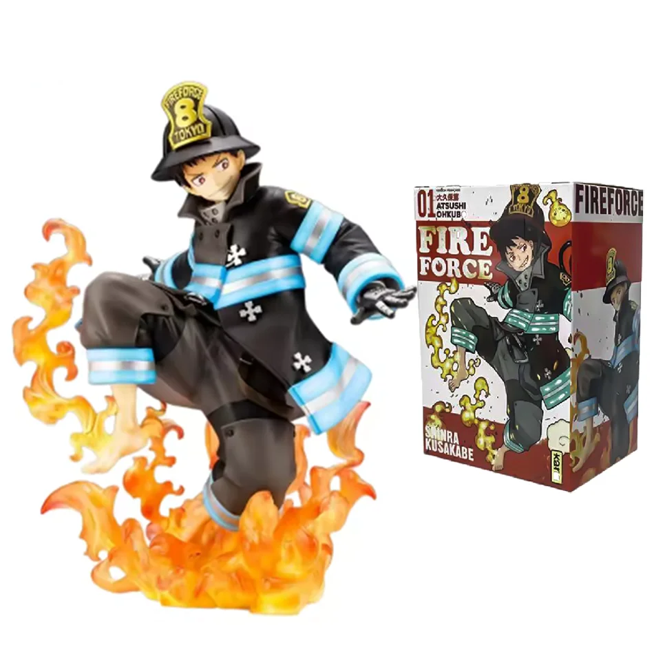 In Stock 16CM Shinra Kusakabe Figure Anime Fire Force Special Effect Blood Desktop Doll Golf Model Toy Gift Collection Ornaments