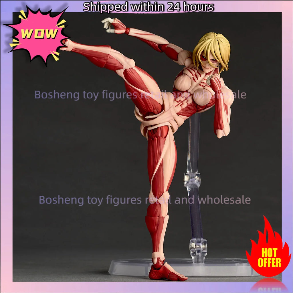 Original Kaiyodo Attack on Titan Amazing Yamaguchi Revoltech NR068 Female Titan Annie Leonhart In Stock Figures Model Toys