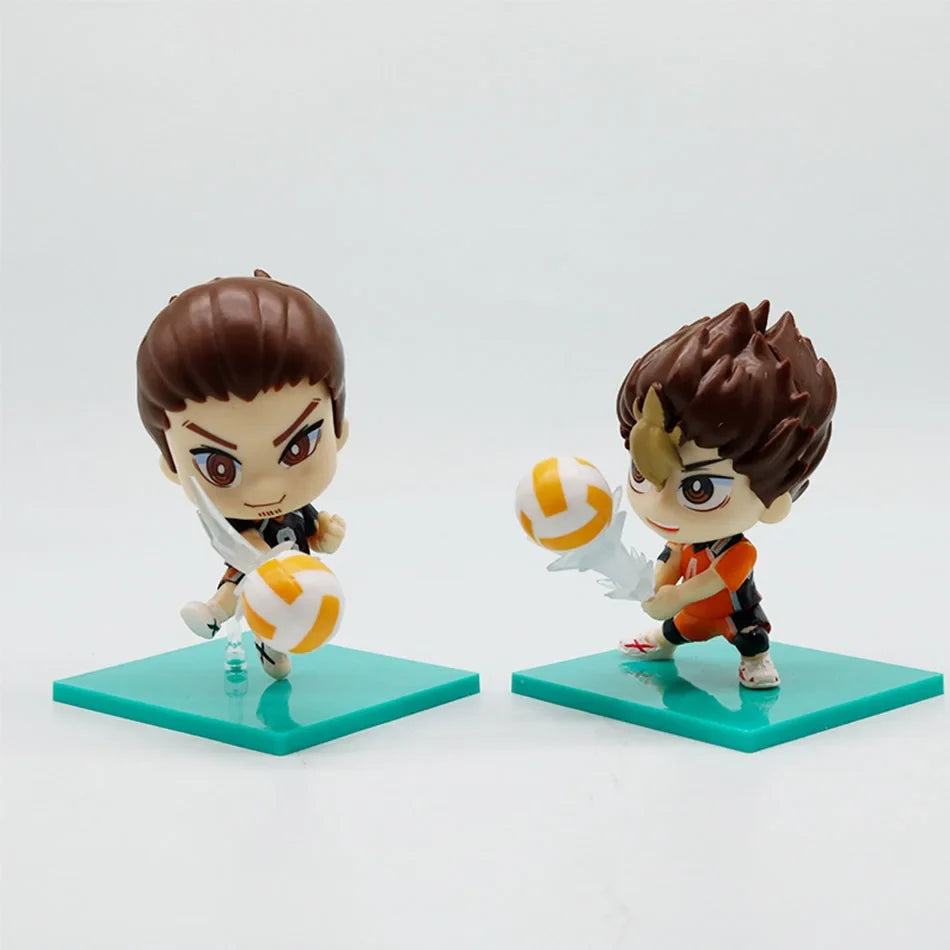 8pcs volleyball Hinata Shoyo & Kageyama Tobio | Cute Chibi Anime Figures | Anime Merch Collectible, Ideal Birthday Gift