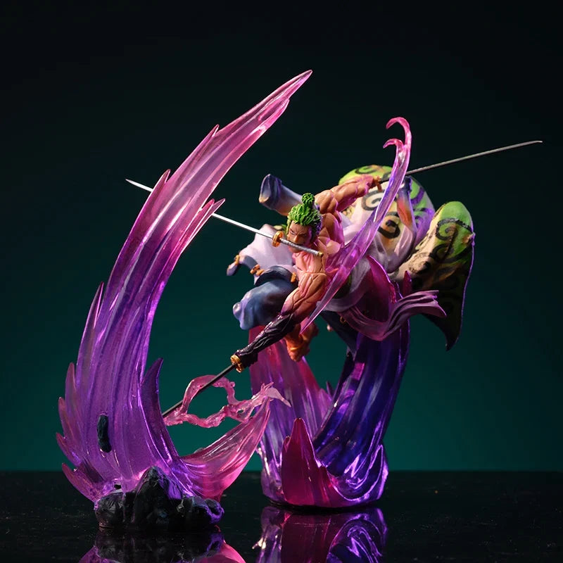 24CM One Piece Anime Figure GK Ghost Island Sakura Roronoa Zoro Glowing Pvc Action Figurine Collection Model Toys Children Gifts