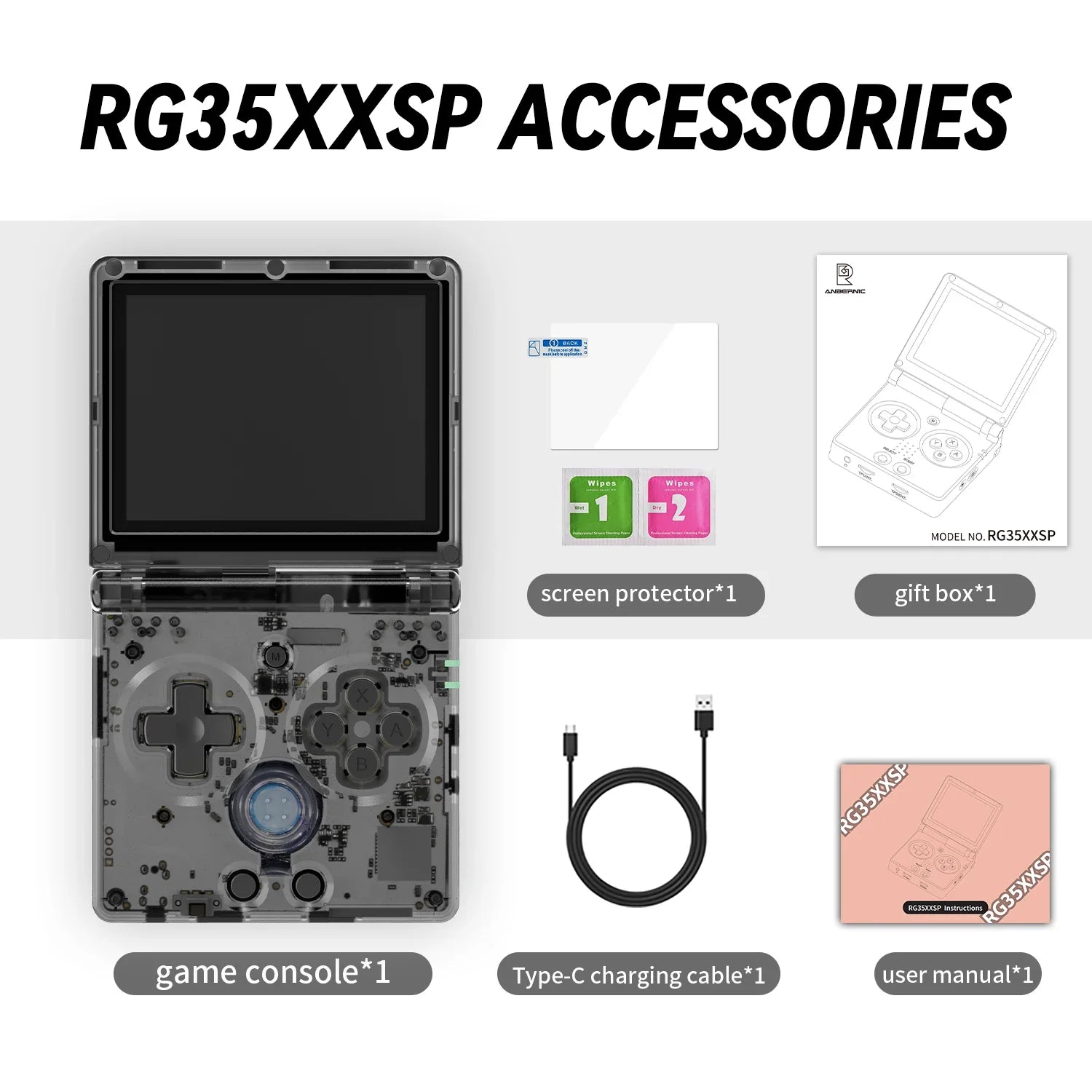 ANBERNIC RG35XXSP Mini Retro Handheld Game Console 3.5-inch IPS Screen 3300mAh Battery Supports HDMI-TV Out and Bluetooth 4.2