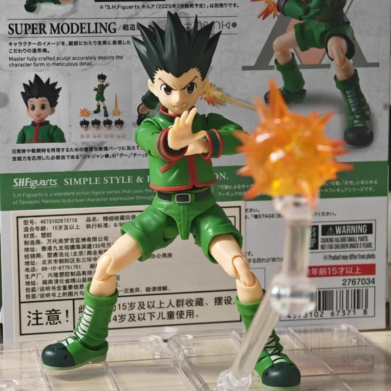 In Stock Bandai Shf Hunter X Hunter Gon Super Action Figure Finished Model Kit Anime Full Action Toy Gift For Kids
