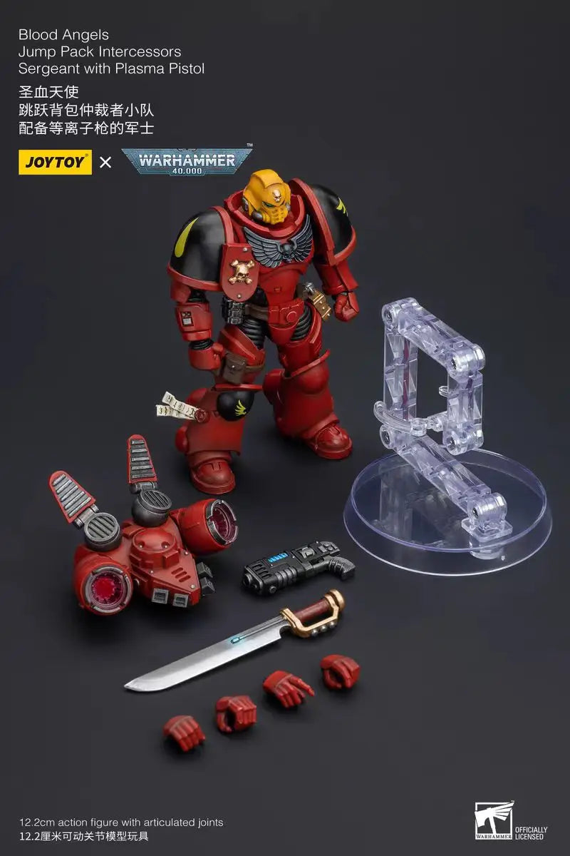 【In stock】JOYTOY Warhammer 40K Blood Angels Jump Pack Intercessors Sergeant with Plasma Pistol 1/18 Action Figure Model Toys