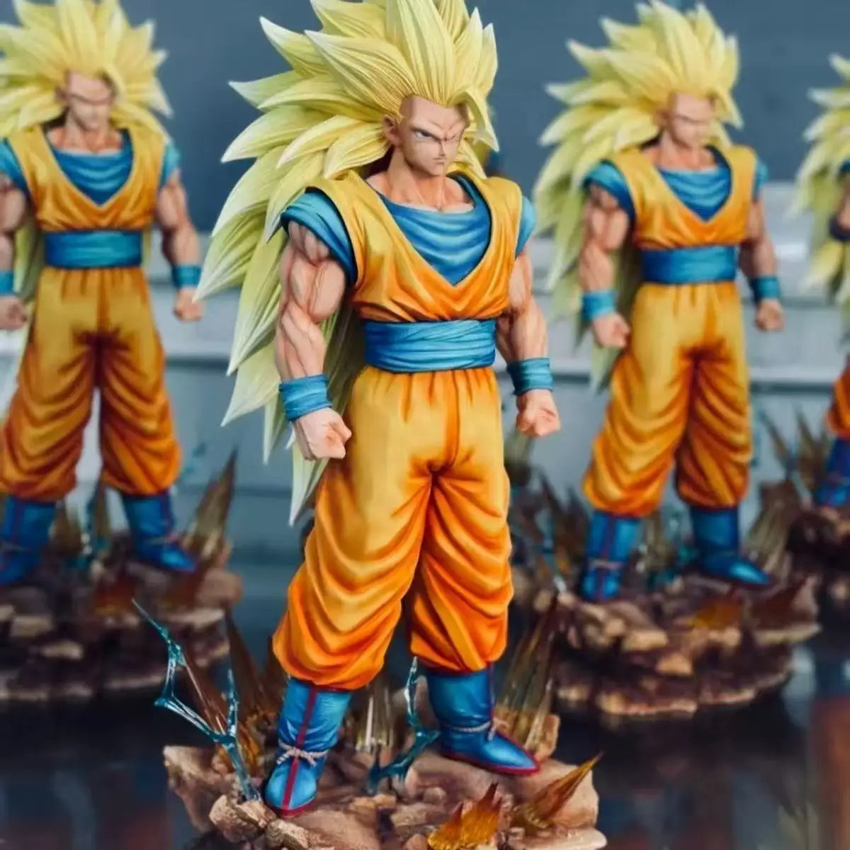 35cm/13.78inch Dragon Ball Z Son Goku Ssj3 Figure LED base Super Saiyan 3 Goku Pvc Action Figures Collection Model Toys Gifts
