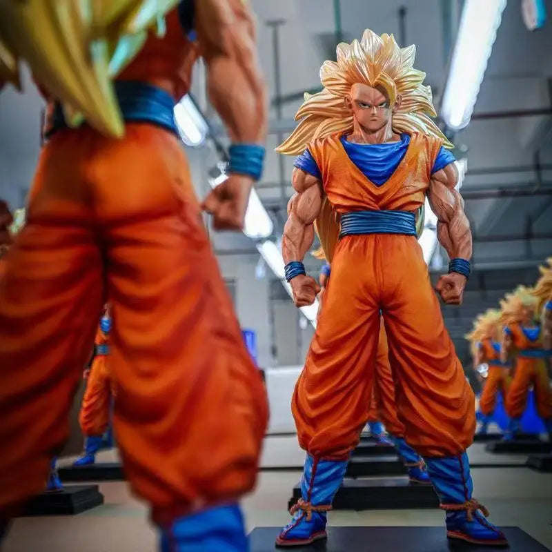 Dragon Ball Goku SSJ3 Statue 34cm,JT Collection PVC Decor for Desk Birthday Gift toy,Super Saiyan 3 Anime Action Figure Model
