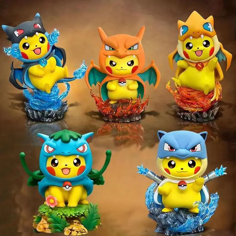 Anime Pokemon 12CM Pikachu Cosplay Action Figure Mini Q Cute Cartoon PVC Model Toys Children Gifts